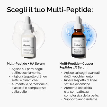 The Ordinary Multi-Peptide + Copper Peptides 1% Serum 30ml, Siero anti-età per linee sottili ed elasticità della pelle