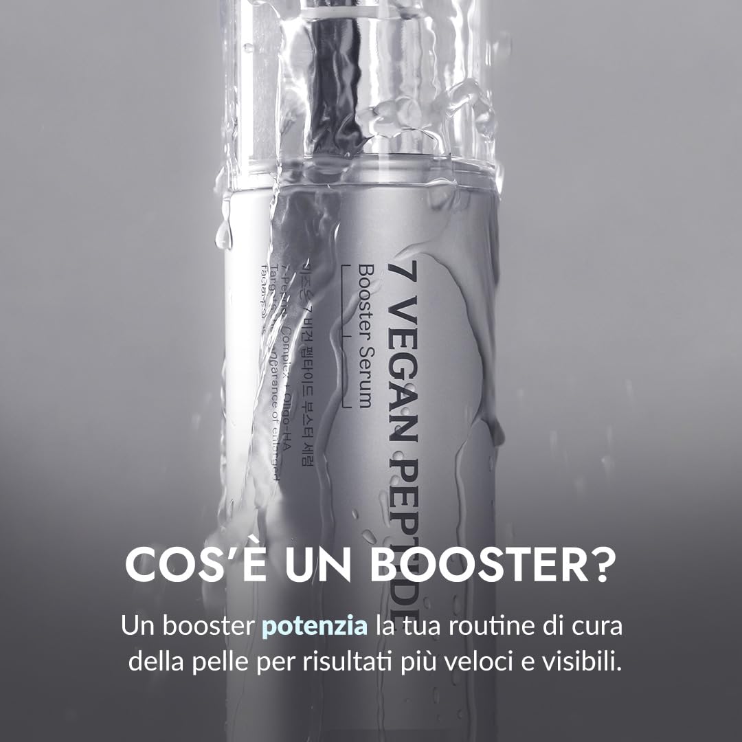 7 vasetti da serbatoio Vergan 150 ml BOOSTER SÉRUM CON 7 PÉPTIDI 150ML – Siero Potenziatore, Effetto Glass Skin Istantaneo, Raffinamento dei Pori, Idratazione Duratura, Skincare Vegano Coreano