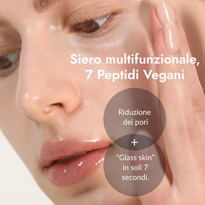 7 vasetti da serbatoio Vergan 150 ml BOOSTER SÉRUM CON 7 PÉPTIDI 150ML – Siero Potenziatore, Effetto Glass Skin Istantaneo, Raffinamento dei Pori, Idratazione Duratura, Skincare Vegano Coreano