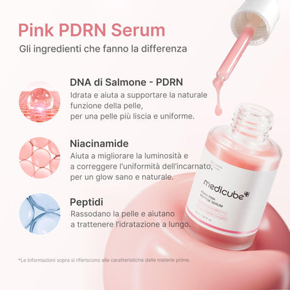 medicube PDRN Pink Peptide Serum - Siero PDRN Viso con Peptidi e Niacinamide, Idratazione e Pelle Più Tonica, Per un Incarnato Più Uniforme, Skincare Coreana, 30 ml